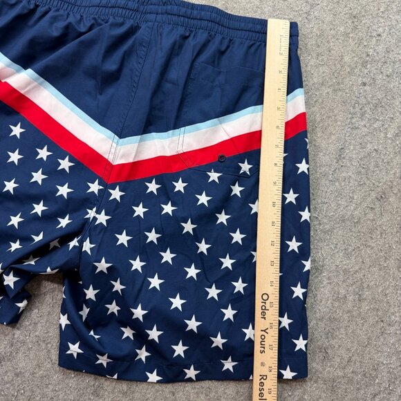 Burlebo Swim Trunks Men XL Blue White Red Patriotic Flag Print Stretch 7" - Picture 13 of 16